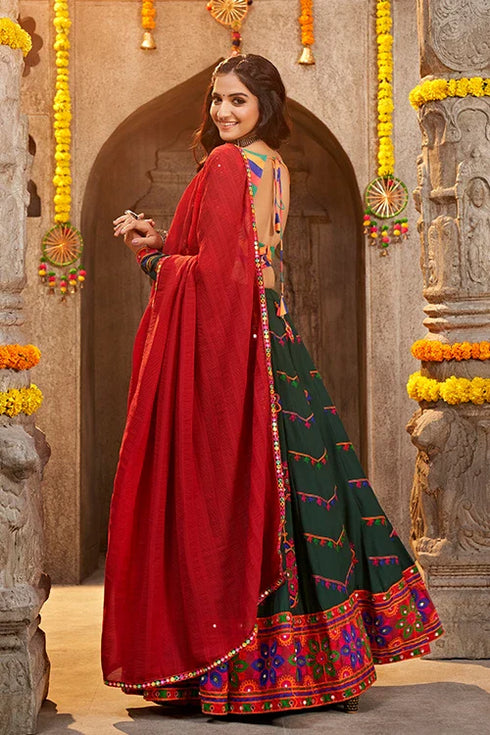 Shubhkala Green Embroidered Perfect Beautiful Navratri Special Chaniya Choli